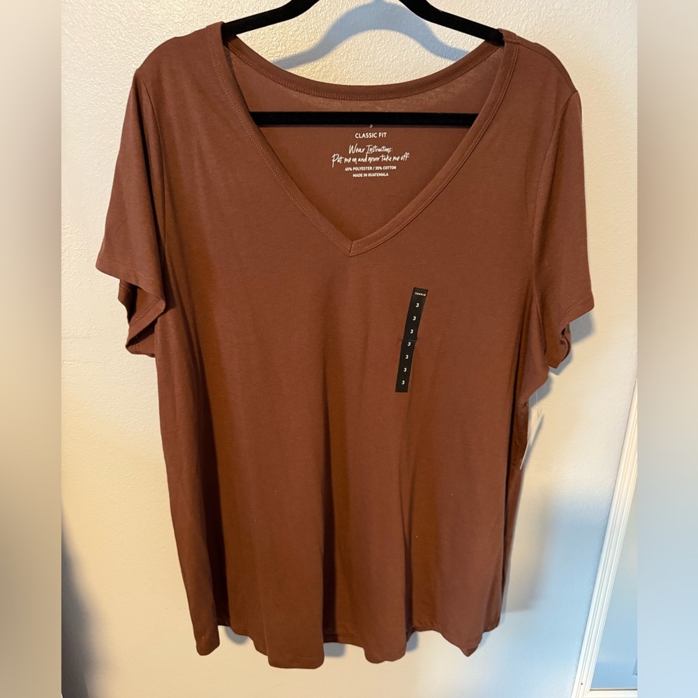 Torrid Classic Fit Brown V-Neck T-Shirt